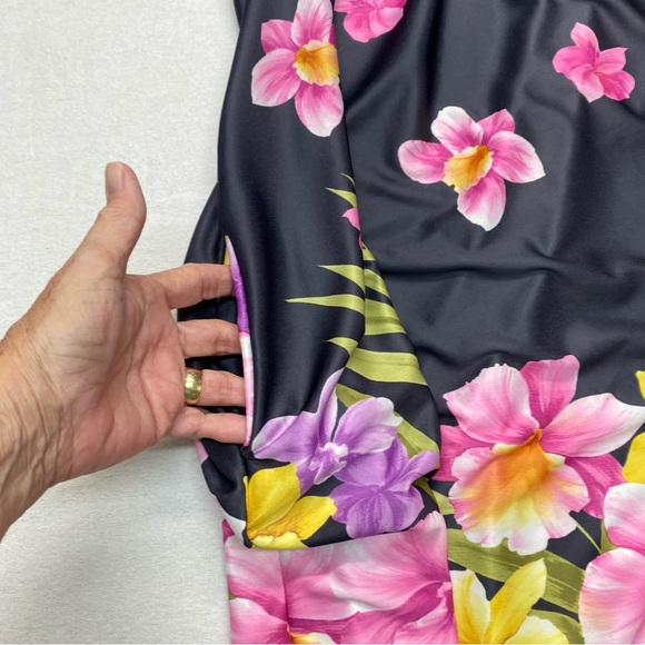 Anthony Richards 3X Black Pink Floral House Dress w/ Pockets Muumuu Kaftan - Picture 8 of 10
